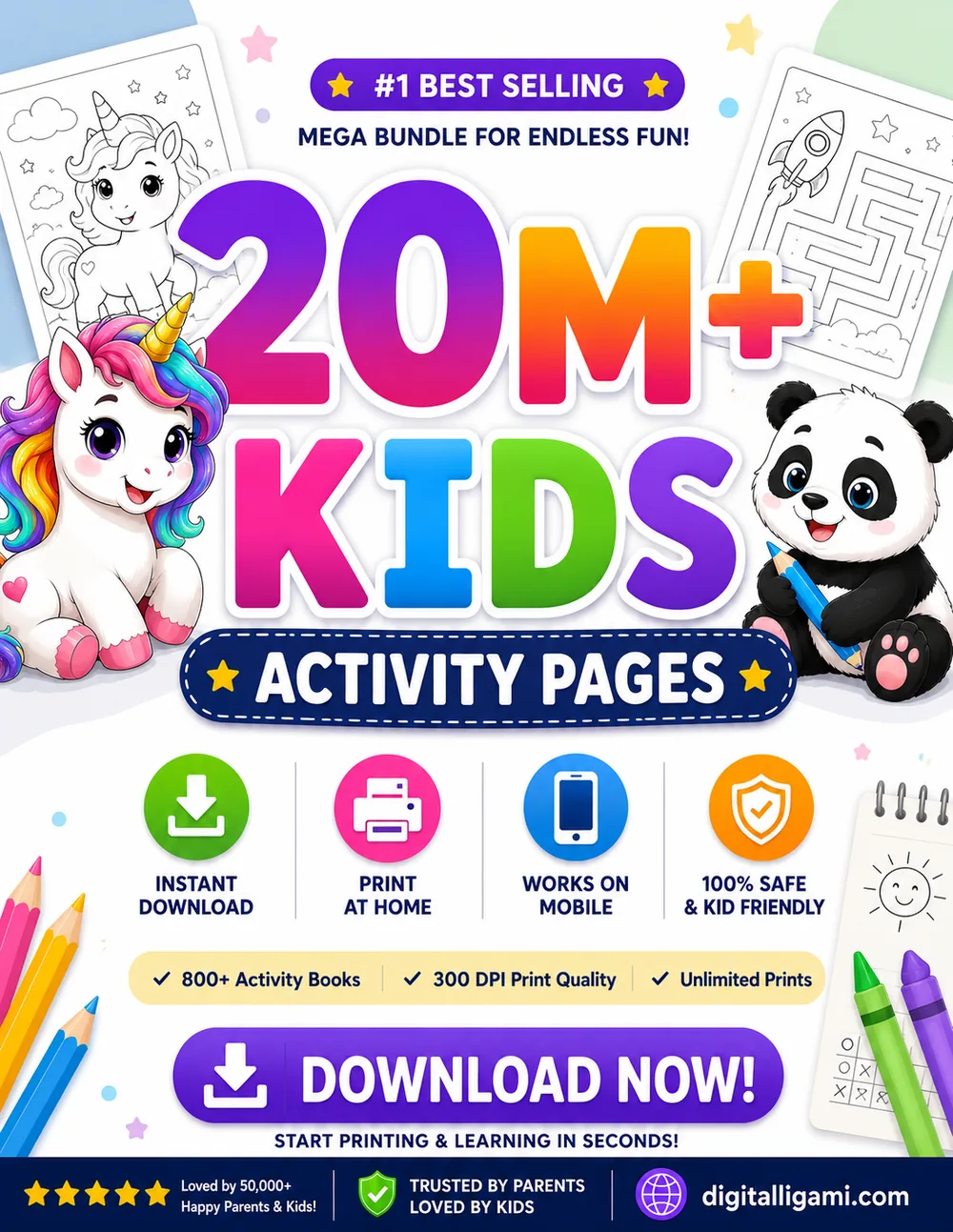 20M+ Kids Activity Pages Mega Bundle cover